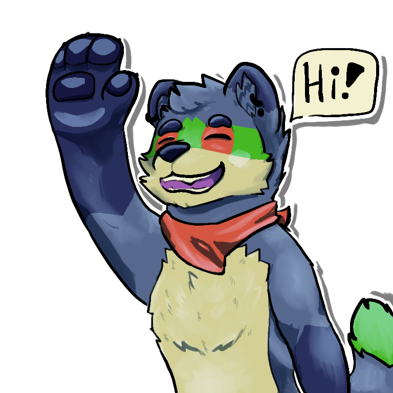 Malle the raccoon dog waving hi